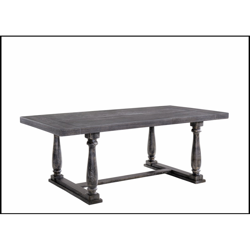 Table de salle à manger Bernard finition chêne vieilli, robuste et élégante pour les réunions de famille et l'utilisation quotidienne