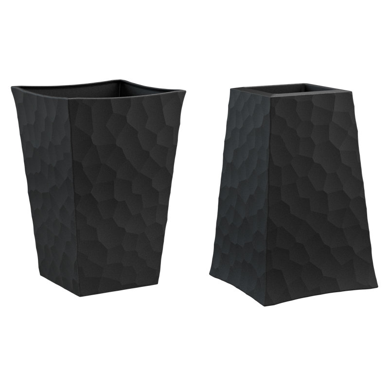 Ensemble de 2 pots de fleurs coniques en forme de V Keter, en résine durable, de grande taille (66 cm) de hauteur, pour intérieur et extérieur, aspect pierre, couleur graphite.
