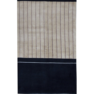 Hand-Knotted High-Quality Black Area Rug
