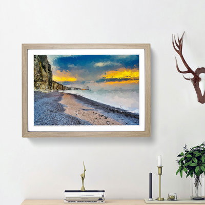 The Cliffs at Normandy in France in Abstract - Picture Frame Graphic Art Print