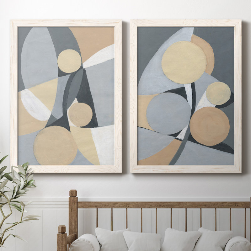 " Millenium I " 2 - Pieces, White Framed Canvas, No Mat, 32" H x 23" W x 1" D