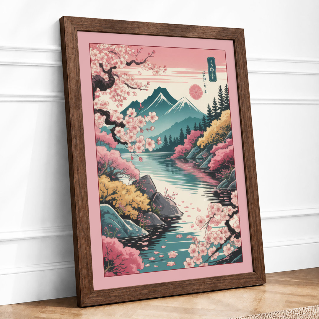 Moonlit Cherry Blossom Japandi - Framed Print