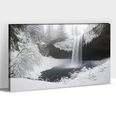 Grande cascade d'hiver forêt enneigée, art mural 28 x 40 po, décorations murales de Noël, impressions sur toile de paysage d'hiver, peinture de nature moderne pour le salon, bureau de chambre à coucher, 28 po x 40 po