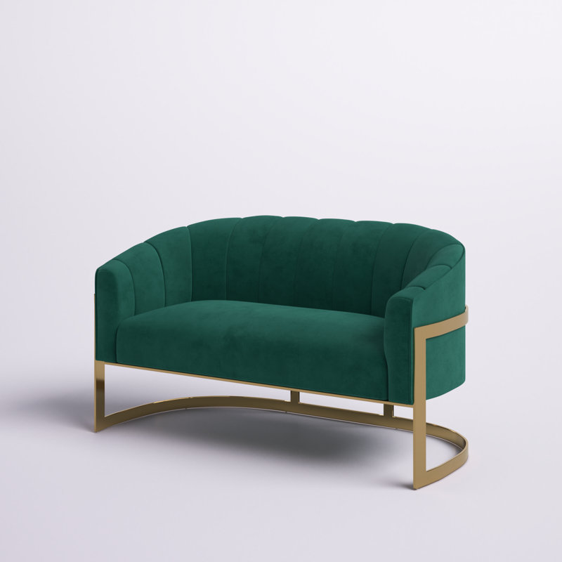 Causeuse en velours Tellico, Velours vert