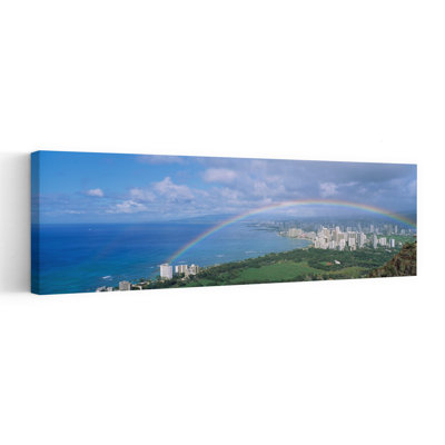 Arc-en-ciel sur une ville, Waikiki, Honolulu, Oahu, Hawaï, États-Unis