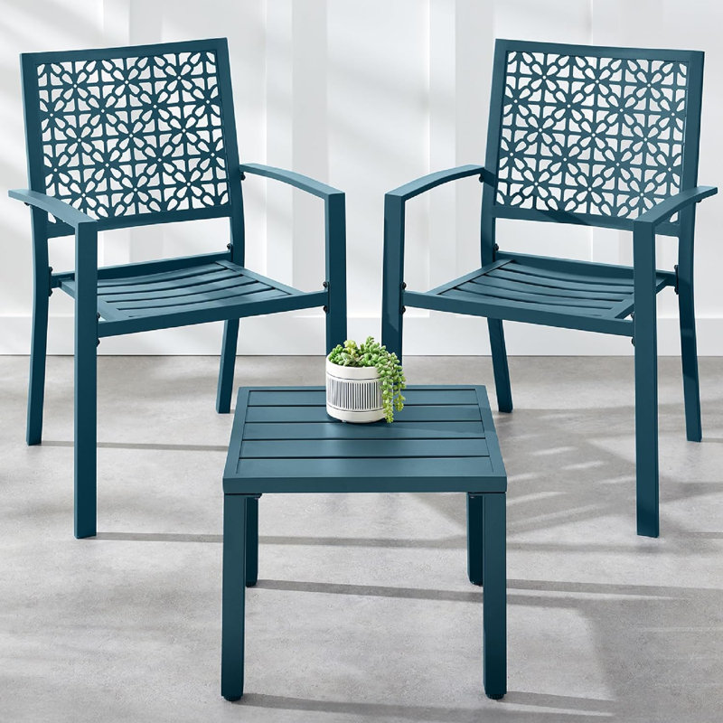 Ensemble bistro extérieur L 17,5 po Thienan, Bleu paon