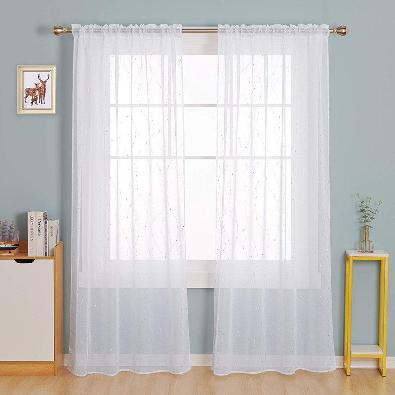 Sheer Curtain Pair, 52" W x 63" L, Silver