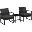 Ensemble de meubles de patio 3 pièces Bowmore avec chaises rembourrées en rotin et table en métal-471148032
