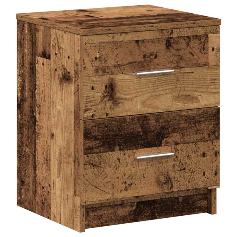 Bedside Cabinet With 2 Drawers, Old Wood, 1