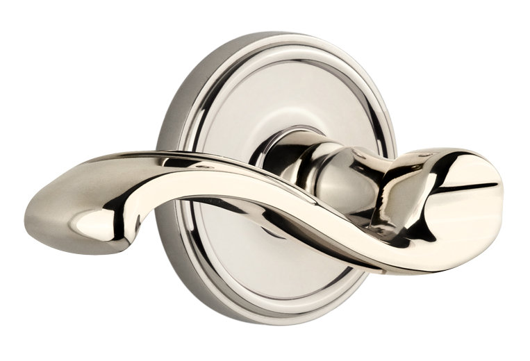 Grandeur Georgetown Rosette Passage with Portofino Lever, 2 3/8", Polished Nickel, Left Handed