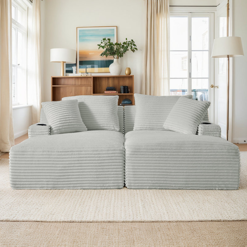 Très grand méridienne Mercer41, Gris clair, H 34 po x l 71 po x L 62 po