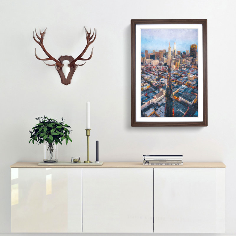 Downtown San Francisco - Picture Frame Painting Print, Walnut Framed, 63cm H x 45cm W x 2cm D