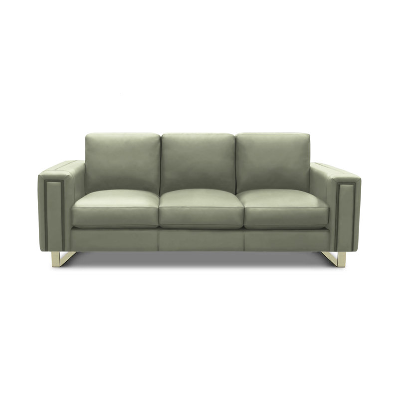 Tribeca 89'' Leather Sofa, Satin Brass, Truffle (Providence)