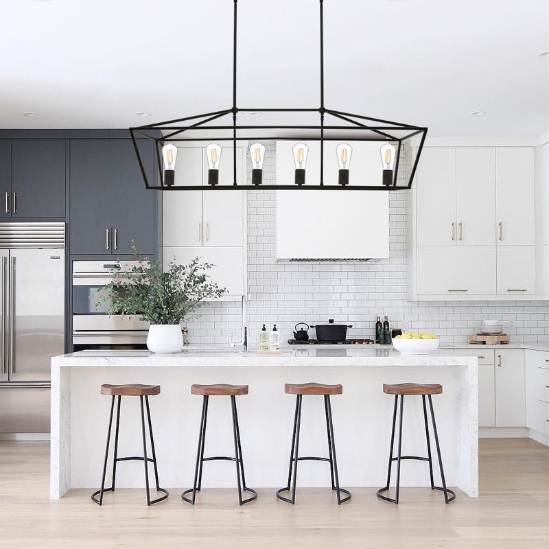 Reede 6 - Light Matte Black Square/Rectangle Pendant