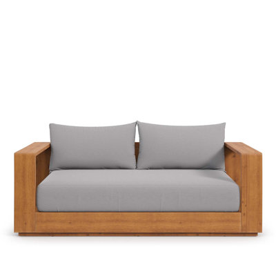 Tahoe Acacia Wood Outdoor Patio Acacia Wood Loveseat In Natural Light Gray by Modway