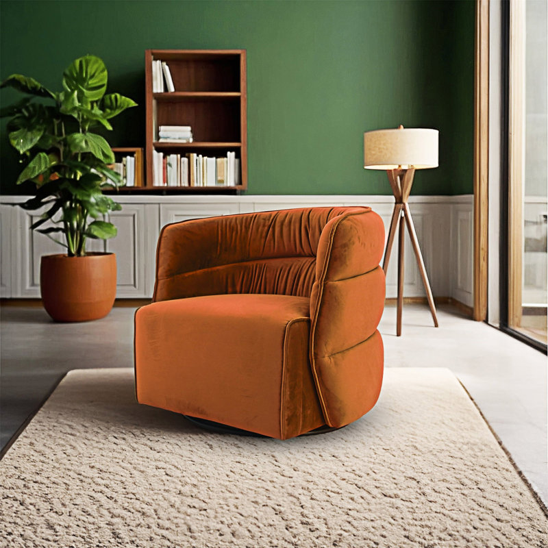 Chaise pivotante rembourrée, Orange brûlé