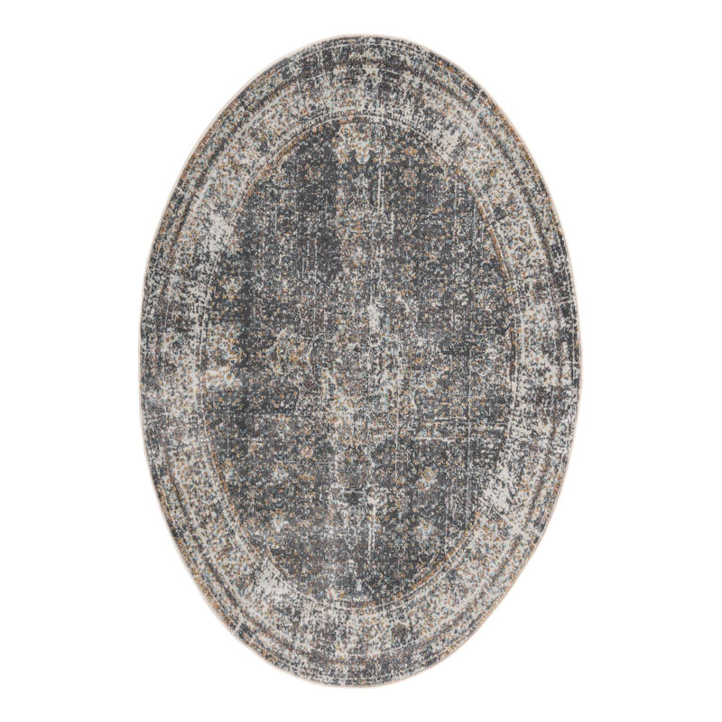 Tapis oriental gris fumée Folmar, Ovale 5 pi x 8 pi