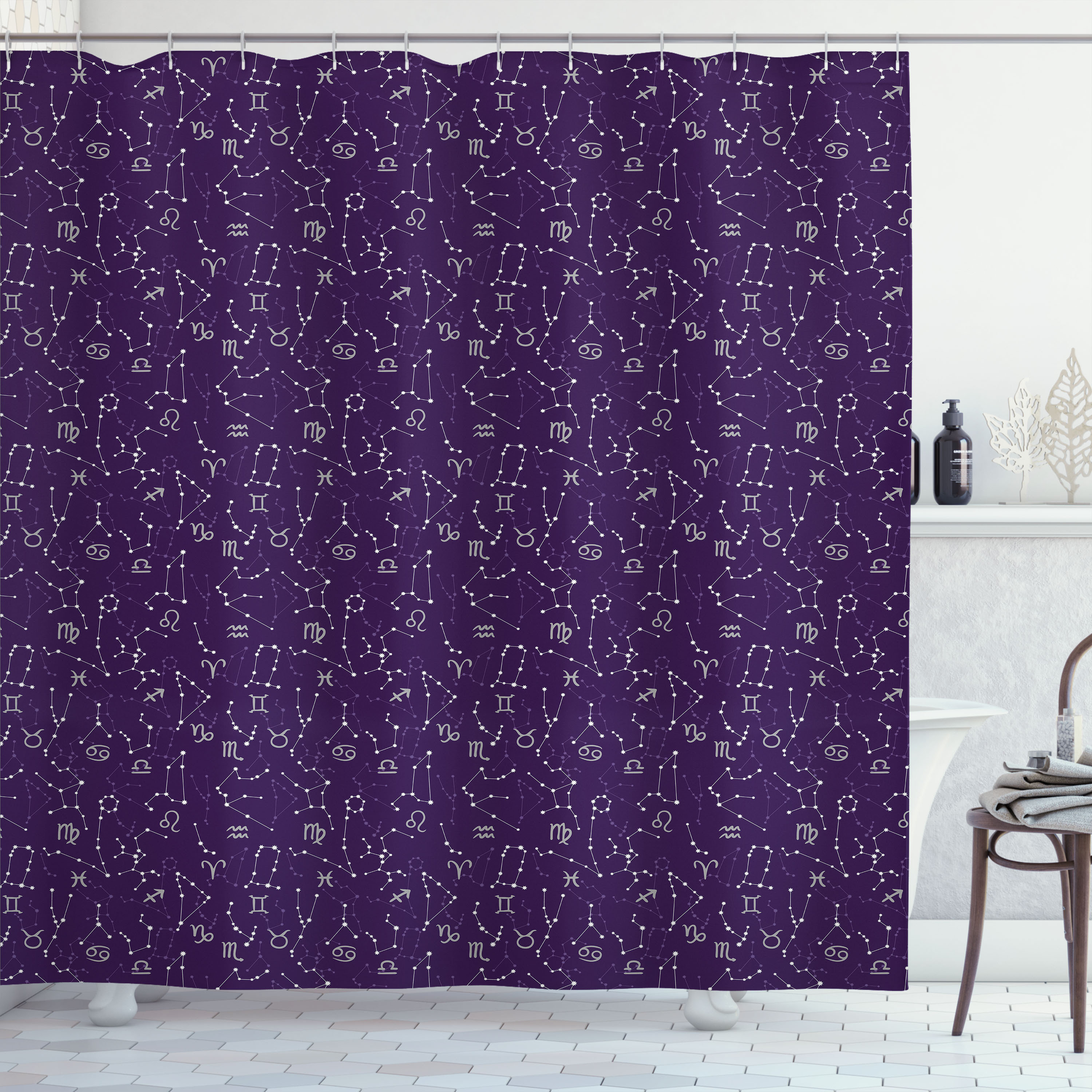 East Urban Home Astrology Shower Curtain Zodiac Constellations Indigo