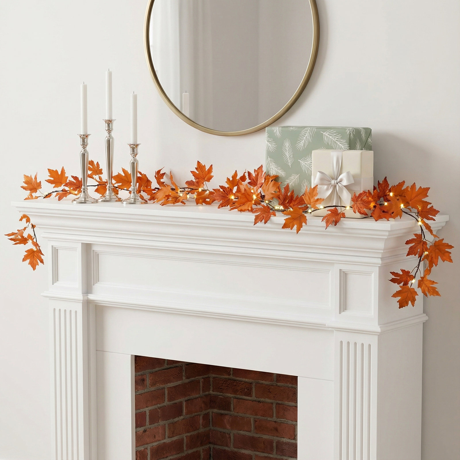 72'' in. Lighted Faux Maple Garland