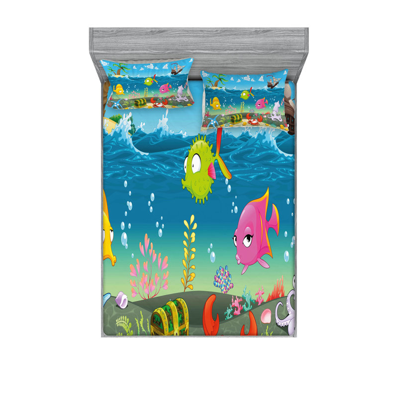 Multicolore ensemble de draps et taies décoratives pour animaux Ambesonne, Ensemble de draps pour très grand lit californien