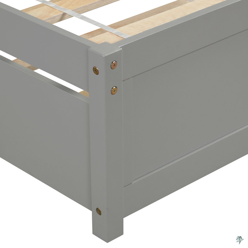 Base de lit simple avec lit gigogne en bois, Gris