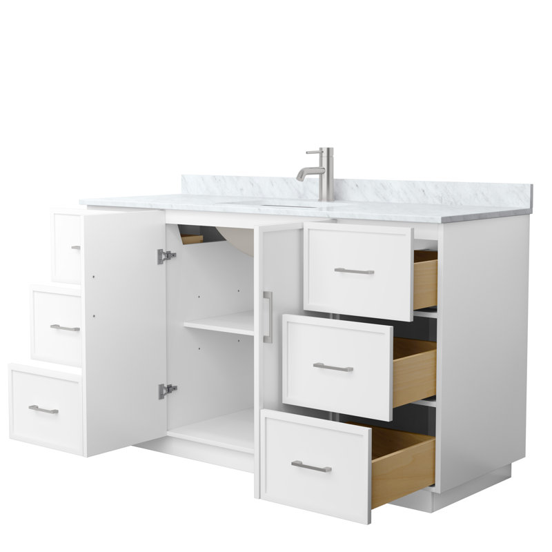 Ensemble de meuble-lavabo simple 60 po Elan TK, Blanc, Nickel brossé