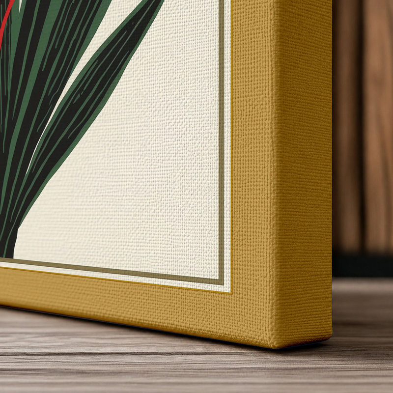 Torch Flower Botanical - Wrapped Canvas, 24x16 - 61.0 x 40.6 cm, Ochre Border