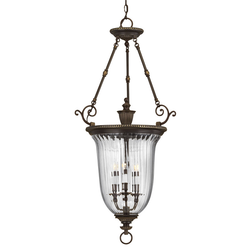 Luminaire suspendu unique en forme d'urne à 3 lumières Oxford, 22,5 po x 21,5 po, Bronze brillant