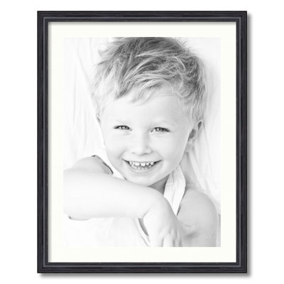 Black Wood Matte Picture Frame with Mat