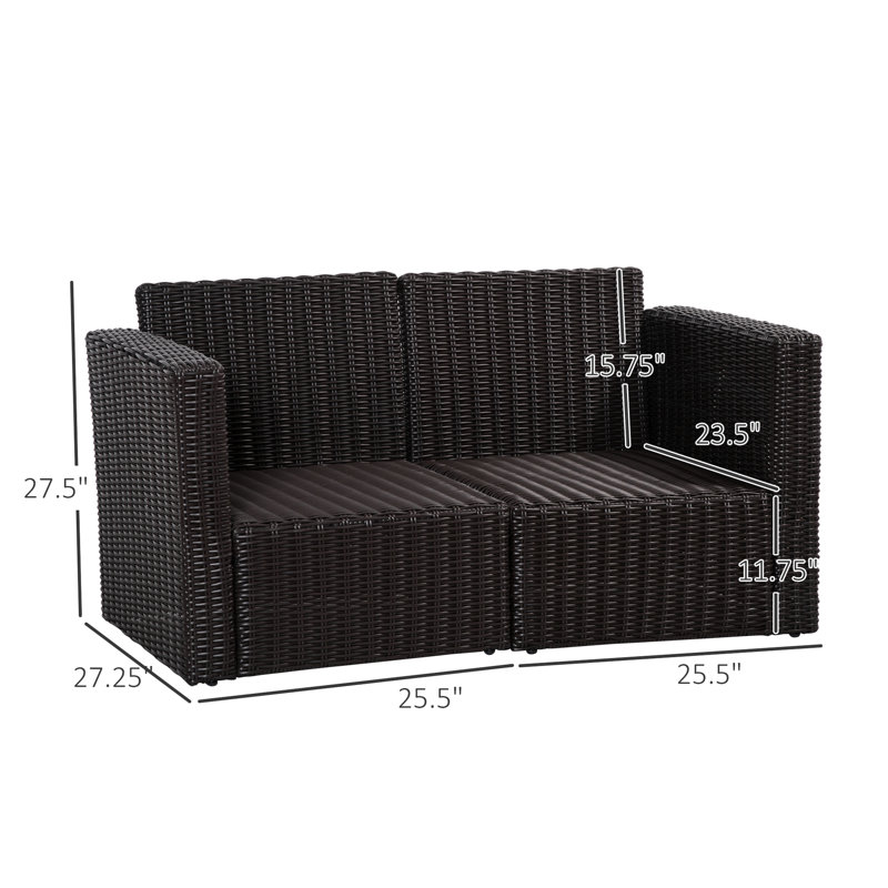 Dark Blue Patio Corner . 2 Piece Outdoor Pe Furniture With Cushy Cushions & Curved For Balcony, Garden, Lawn. Galvanized Steel Structure. Simple Installation. 25.5"W X 27.25"D 27.5"H. 352 Lbs Max