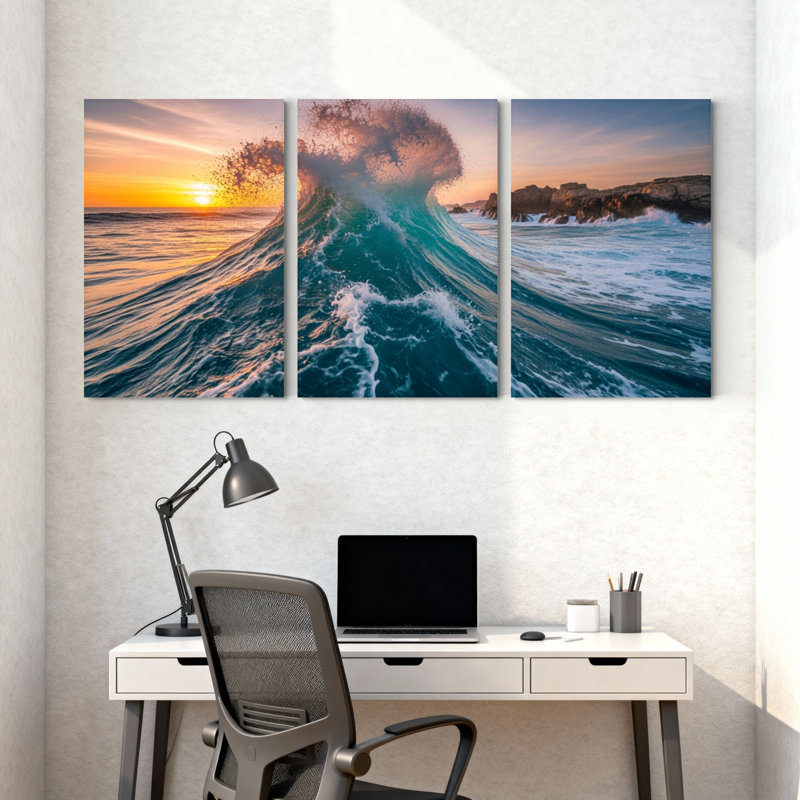 Ensemble de 3 impressions d'art sur toile, H 24 po x l 48 po