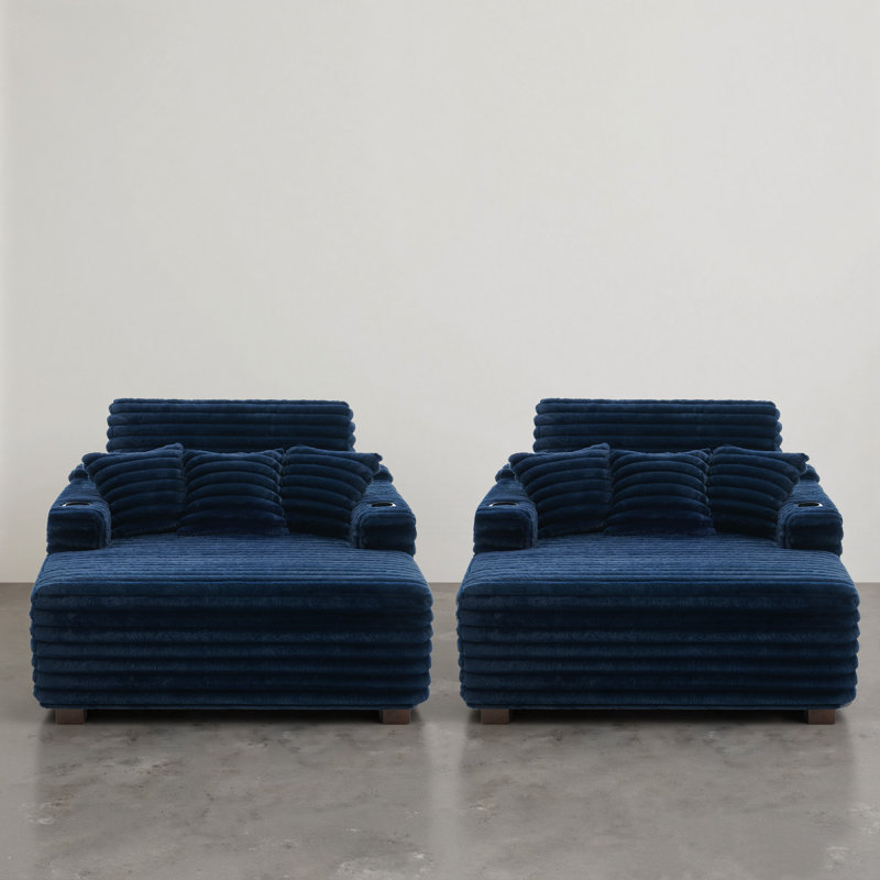 Upholstered Chaise Lounge, Navy