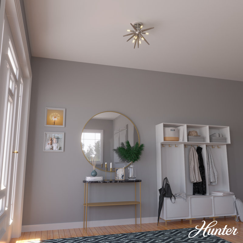 Jupiter Star Brushed Nickel 8-Light Modern Semi-Flush Ceiling Fixture