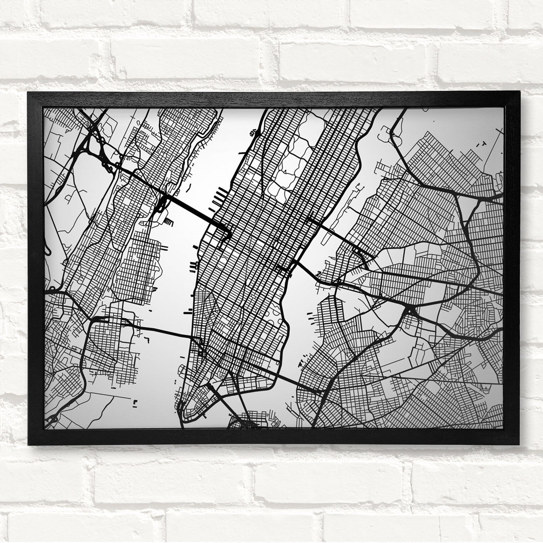 Stadtplan Gerahmter Druck