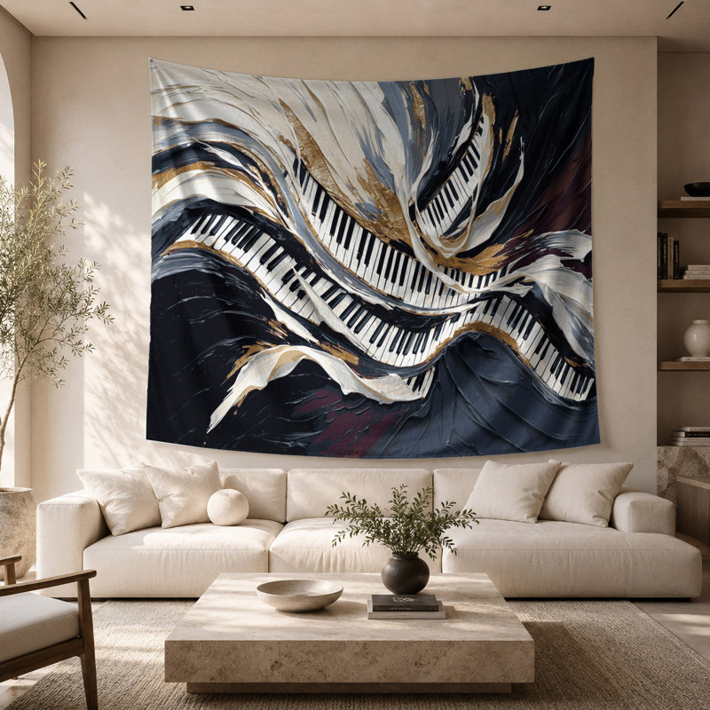 Tapisserie murale «Music Piano Key», 26 po x 36 po