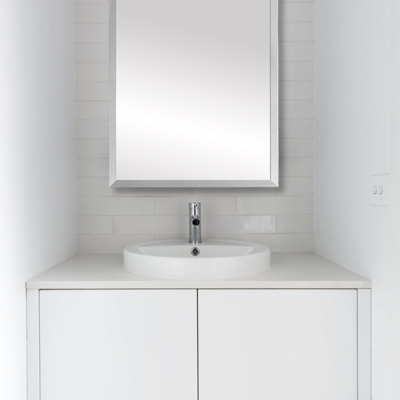 Wood Framed Mirror with Safety Backing Ideal for Bathroom / Vanity Mirror Ellis Collection, 28" x 60", Brushed Chrome
