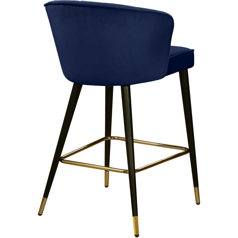 Cassie 27.3" Bar Stool, Navy Velvet