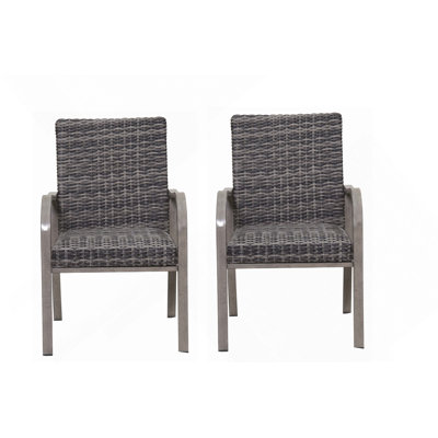 Chaise de salle à manger d'extérieur 2 pièces, structure peinte à la main, siège en coton lavé à l'eau pour le jardin, la cour et la piscine