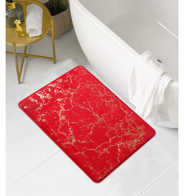 Laterica Non-Slip Bath Rug, Red/Gold