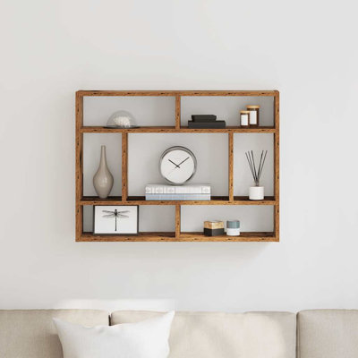  Wall Shelf Wall-Mounted Shelf Storage Display Rack Engineered Wood