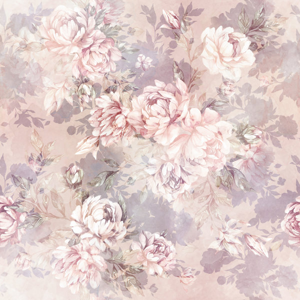 wallpaew Peony Flowers White Floral Wallpaper | Wayfair