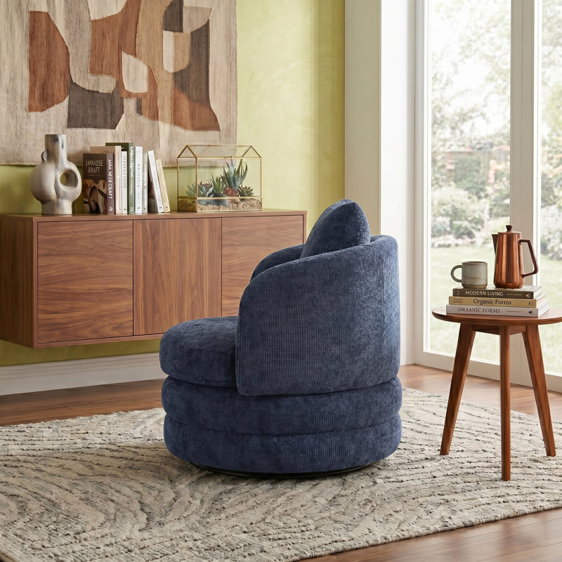 Comfortable 360-Degree Rotating Barrel-Shaped Sofa Chair, Blue