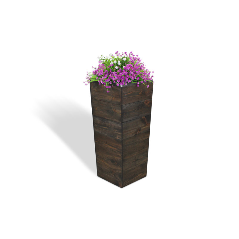 Ullrich Handmade Wood Pot Planter, Black Wash