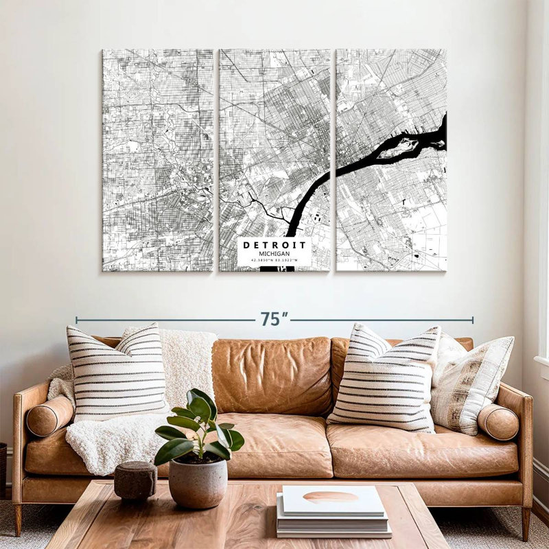 Carte de Aliaz White Urban Detroit, H 42 po x l 65 po