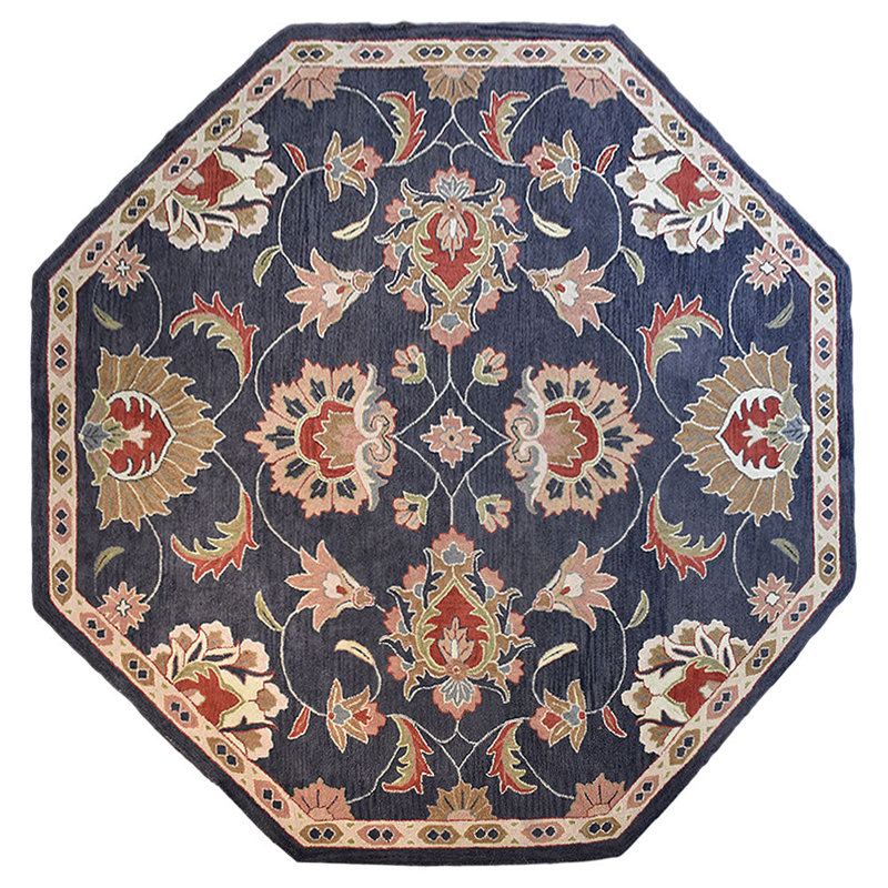 Classical Hand Tufted Wool Eco-Friendly Area Rugs - Octagon | Charcoal Color | Oriental Design | Area Rugs for living room, Bedroom