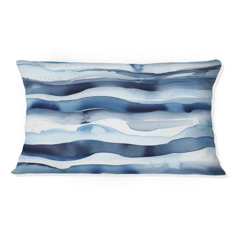 Coussin décoratif abstrait avec vagues bleues classiques II