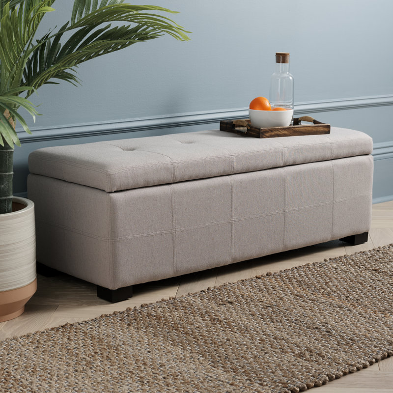 Maiden Linen Upholstered Storage Bench