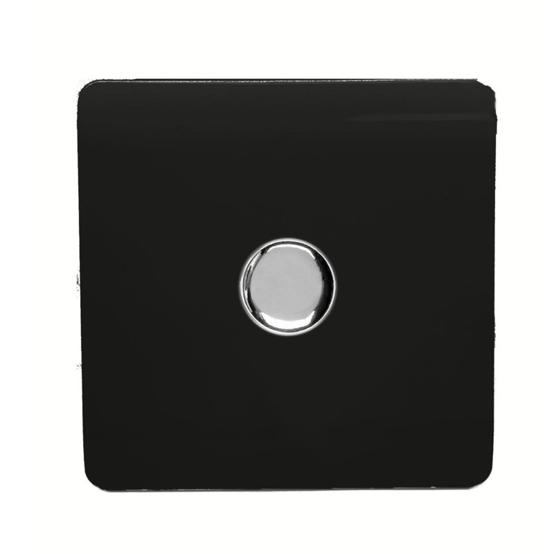Trendi Switch 1 Gang 1 or 2 way 100w Rotary LED Dimmer Light Switch, Piano Black