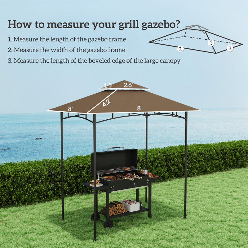 Brown Polyester Double Tiered Grill Gazebo Replacement Canopy Cover