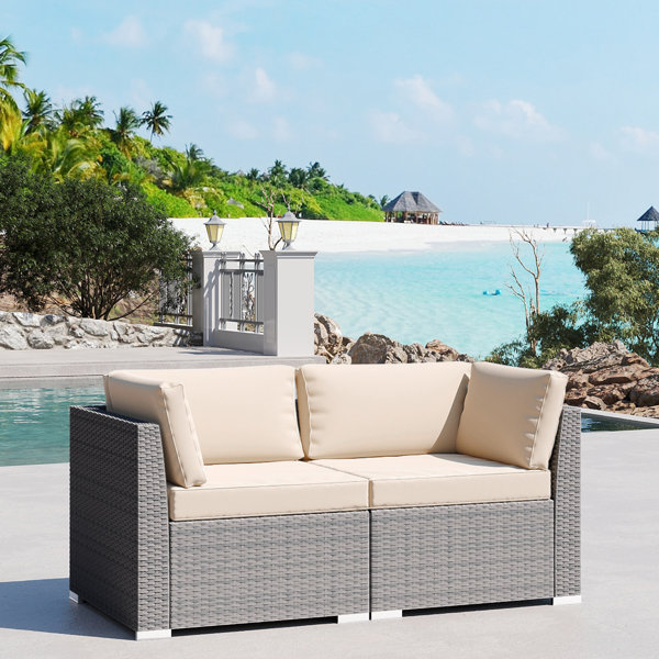 Ebern Designs 58'' Wicker Outdoor Loveseat - Wayfair Canada